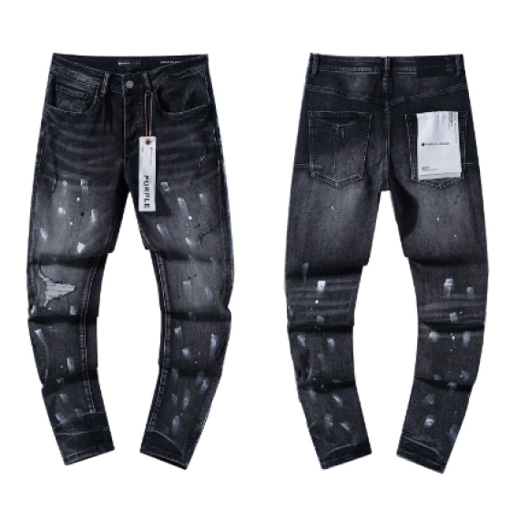 Black Washed Slim Denim Jeans with White Paint Splatter and Distressing